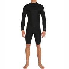 O'NEILL 男士用 Defender 胸前拉鍊 2mm 長袖短版防寒衣 94044 A05, 黑色