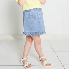 女童愛心口袋牛仔裙