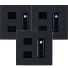 틸인스 인터넷 8P 2구 + CATV 3방 중 3개용 스위치 다크블랙, 3개