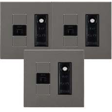 Tylins 網路 8P 1孔 + CATV 3路 3孔用開關 鎂, 3個