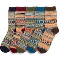 Bona Living運動健行中筒登山襪 5雙, A（海軍藍、棕色、藍色、酒紅色、綠色）