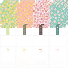 From&To 酸甜水果信紙 4款 x 48張 + 信封 x 24個 套組 FL112, 混合顏色, 3套