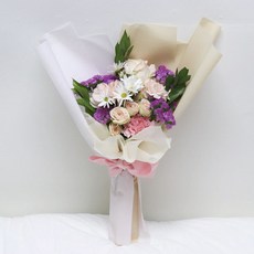 그리니움 생화 카네이션 꽃다발 5송이 + 소재 + 화병 세트, 혼합색상