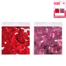 PARTYSHOW 大容量 銀箔愛心亮片 200g x 2款組合 1.5cm, 1套, 紅色, 粉紅色