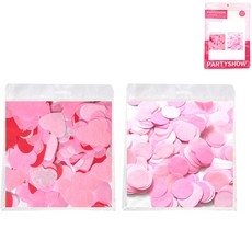 PARTYSHOW 大容量紙質五彩碎紙 圓形 2.5cm 200g + 愛心形 2.5cm 200g 套組, 1套, 粉色圖案(圓形), 混合色(愛心形)