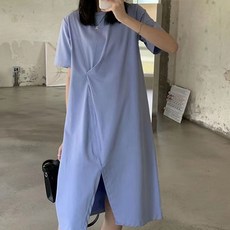 페이퍼먼츠 사선트임 반팔 여름 통기성 면티 원피스 04958 빅사이즈 포함