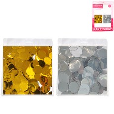 PARTYSHOW 大容量銀箔圓形五彩紙屑 200g x 2種套組 1.5cm, 金色, 銀色, 1套