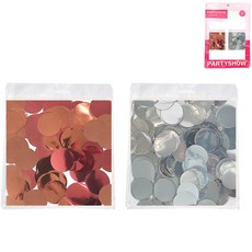 PARTYSHOW 大容量銀箔圓形五彩紙屑 200g x 2種套組 1.5cm, 玫瑰金, 銀色, 1套
