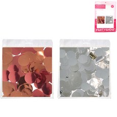 PARTYSHOW 大容量鋁箔五彩紙屑圓形 200g*2種組 2.5cm, 1套, 玫瑰金、銀
