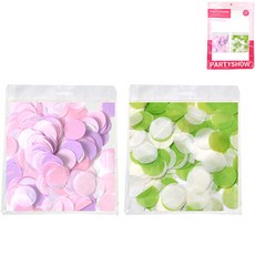 PARTYSHOW 大容量紙製五彩紙屑圓形 200g*2種組 2.5cm, 可愛的圖案，綠色的圖案, 1套