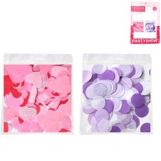 PARTYSHOW 大容量紙質五彩碎紙 圓形 2.5cm 200g + 愛心形 2.5cm 200g 套組, 1套, 紫羅蘭圖案(圓形), 混合色(愛心形)
