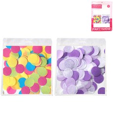 PARTYSHOW 大容量紙製五彩紙屑圓形 200g*2種組 2.5cm, 明亮的紫色圖案, 1套