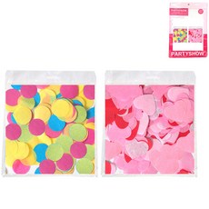 PARTYSHOW 大容量紙質五彩碎紙 圓形 2.5cm 200g + 愛心形 2.5cm 200g 套組, 1套, 亮色(圓形), 混合色(愛心形)