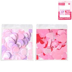 派對秀大容量紙屑圓圈2.5cm 200g+心形2.5cm 200g套組, 1套, 可愛圖案（圓形），混色（心形）