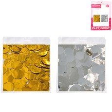 PARTYSHOW 大容量鋁箔五彩紙屑圓形 200g*2種組 2.5cm, 1套, 金色, 銀色