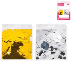 PARTYSHOW 大容量 銀箔方形五彩紙屑 200g x 2種套組 1.5cm, 1套, 金色, 銀色