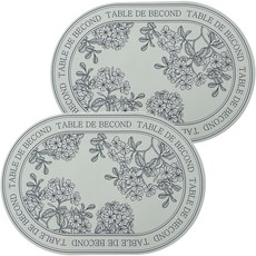 BECOND 矽膠防水北歐風餐墊, 繡球2P(M size), 灰色