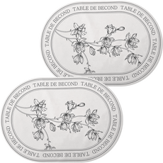 BECOND 矽膠防水北歐風餐墊, 430*295mm, 玉蘭花款(灰色)