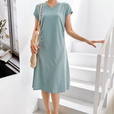 페이퍼먼츠 자체제작 허리 셔링 브이넥 롱 블런 원피스 04127 빅사이즈 포함