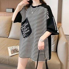 메이첼 여성용 루즈핏 단가로 빅포켓 데일리 반팔 티셔츠 02387