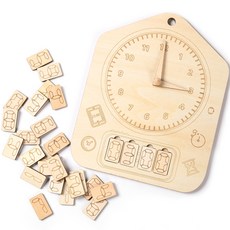 PAPASTOY bable puary 幼兒時鐘遊戲 DIY 積木 B 29p, 原木, 1個