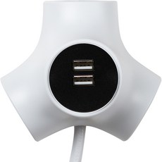파워존 테트라포드 USB 익스텐디드 멀티탭 3구 PMS-GEE-03SU2, 1개, 3m, 화이트