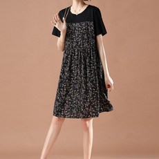 아뗄릭 플라워 쉬폰 라운드넥 데일리 원피스 01925 빅사이즈 포함