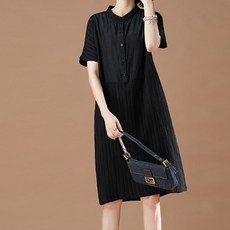아뗄릭 플리브 셔츠형 여름 통기성 반팔 원피스 01889 빅사이즈 포함