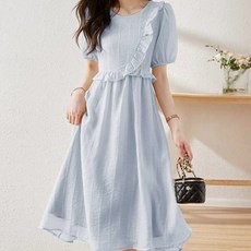 Paperments 側邊荷葉邊透氣短袖連身裙 04779, 藍色