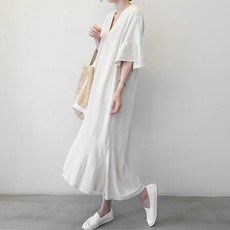 페이퍼먼츠 하이엔드 럭셔리 브이넥 날개소매 인어 원피스 04852