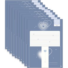 ibis 韓國 Heart to Heart信紙 4p + 信封 2p 組 12425, 海軍藍, 10套