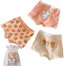 ZYZ 女童花朵兔子四角內褲3件組 + 收納袋