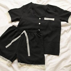 글램공감 여성용 샤샤 반팔 투피스 잠옷 상하의 세트