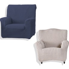 sofaskins 隆達單人沙發套 + 馬德里單人沙發套套組, 靛藍色(隆達), 淺灰色(馬德里), 1個