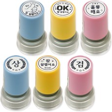 moong9 3500 稱讚訊息自動萬年印章6件組, 混合色, 1套