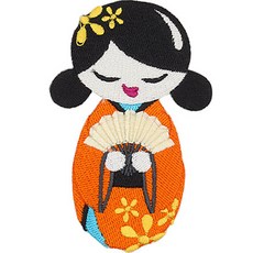 예쁜 장식용 열접착식 와펜, 기모노인형2, 1개