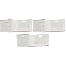 AllULiving 可折疊滑動收納箱 中號, 象牙白, 3個