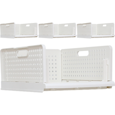 AllULiving 可折疊滑動衣物整理架, 象牙白, 中型(33 x 44 x 19 cm), 4個