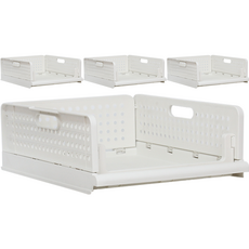 AllULiving 可折疊滑動衣物整理架, 象牙白, 小型(33 x 44 x 14 cm), 4個