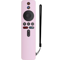 GRAYCO 小米TV 4K彩色全包覆遙控器保護套 淺粉色+手腕繩, 單品, 1組