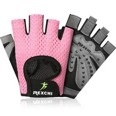 REXCHI 雷奇 ETUDIER 運動 自行車 健身 半指手套 點狀款 雙手穿戴, 粉紅色