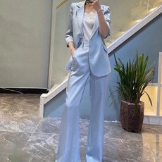 비비에모 캐주얼 실크 수트 재킷 + 슬랙스 투피스 세트 03485