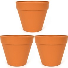 MY STYLE 輕量塑膠陶盆 1號, 棕色, 3個