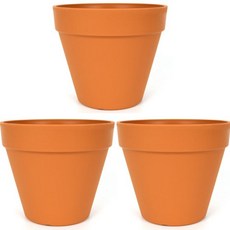輕量塑膠陶盆 3件組, 棕色, 3個
