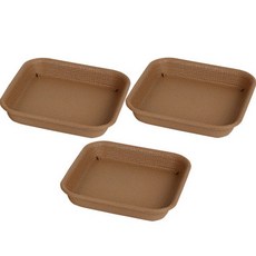 花園方形花盆托盤 3入, 棕色, 3個