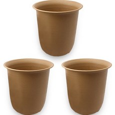 花園圓形花盆 3入, 棕色, 3個