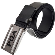 PGA TOUR 男款穿孔式Logo高爾夫皮帶 PGA002, 黑色