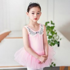 발레키즈 여아용 스팽글 카라 포인트 튜튜 발레복