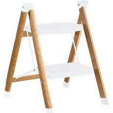 KOKIRI LIVING 小型折疊式迷你梯子 2階 米色木頭, 1個
