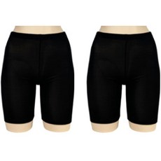 Olivia barbie 人造絲素色彈性五分內搭褲 2件組